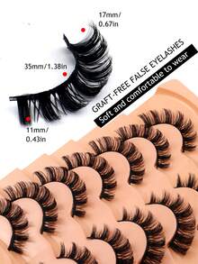 7对俄罗斯卷翘DD浓密假睫毛，自然交叉可重复使用全条假睫毛，化妆条纹假睫毛 - 查看 6