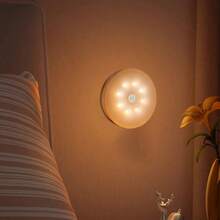 1pc/3pcs/6pcs USB Charging LED Round Light, Button Night Light, Cabinet Light, Adjustable Color Temperature, Three Colors (Warm Light/White Light/Natural Light), Button Switch, Portable Bedside Lamp, Suitable For Kitchen, Bedside, Wardrobe Corridor, Reading, Stage Lighting (250mAh) - USB - View 4