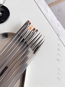 9件套灰色系日式美甲笔套装，包含：美甲刷、勾线笔、双头笔、雕塑笔、UV凝胶笔、渐变笔，适合美甲沙龙和家庭使用。 - 淺灰色 - 查看 3