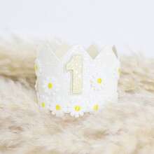 1pc Daisy Birthday Crown, 1st Birthday Celebration Hat, Bohemian Handmade Party Hat, 1st Birthday Party Decoration, Birthday Party Photo Prop, Back To School Valentine Day - Multicolor - View 10