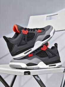 Men's High-Top Sneakers, White Grey Low-Top Basketball Shoes Breathable Streetwear Trainers,Air Cushion, Non-Slip Casual Sneakers` - đen xám - Xem 2
