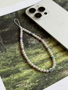 1条潮流多巴胺彩虹串珠手机挂绳，珍珠恶魔眼手机带，独特非主流手机/包包/钥匙链两用吊坠，适合作为母亲、家人、朋友的生日、节日礼物 - 彩色 - 查看 3