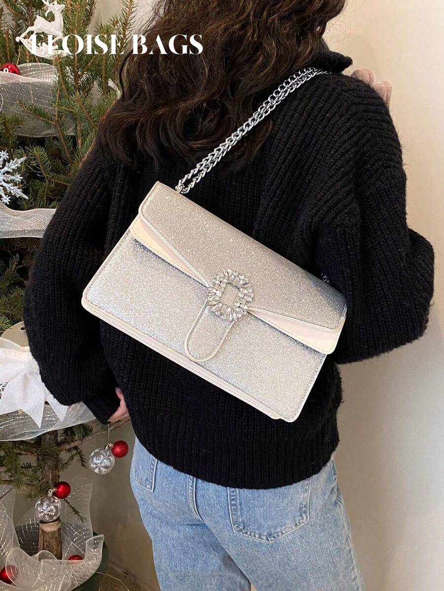 Túi đeo vai dây xích thời trang mới, kiểu dáng thời trang và đa năng, túi đeo chéo nhiều lớp sức chứa lớn dành cho nữ - trắng - Xem 1