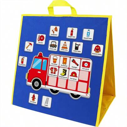 hoojojo 21 piezas Conjunto de fieltro con vocabulario de contra incendios de camión de bomberos para niños, juego interactivo de emparejamiento y material didáctico para el aula, artículos de papelería educativos, ayudas para maestros para los elementos esenciales de regreso a la escuela
