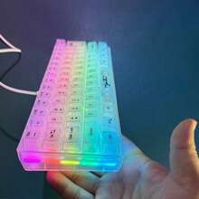 60% Gaming Keyboard, Transparent Small Keyboard, Mini Gaming Keyboard 61 Keys True RGB Backlit,Detachable TYPE-C Cable For Computer PC/Gamer, Typist, Travel, Easy To Carry On Business Trip(White Transparent) - View 9