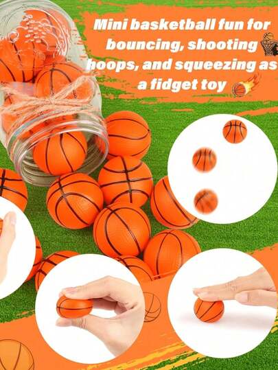 5/1 pieza Pelota de baloncesto de espuma mini de 4cm, ayuda a aliviar el estrés, adecuada para recuerdos de fiesta, excelente para regalos de regreso a la escuela, premios de fiesta escolar, también perfecta para fiestas de cumpleaños con tema de baloncesto