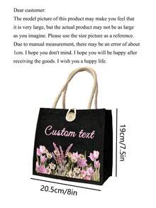 Customizable Tote Bag, Personalized Teacher's Day Gift, Thanksgiving Gift, Lightweight Large Capacity Casual Fashionable Suitable, Suitable For Wedding, Birthday, Beach, Holiday - Multicolor - View 5