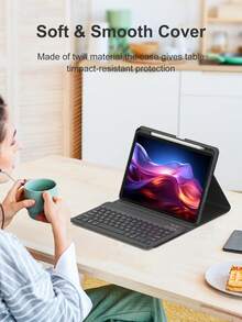 Rotating Keyboard Case Compatible With Ipad A16 (11th/10th Gen), 9th/8th/7th Gen (10.2"), Air (10.9"/11"), Made Of TPU Flip Cover PU Leather, 360° Rotation, Wireless Bluetooth Keyboard (150mAh Battery) And Stand, Black - Black - View 5