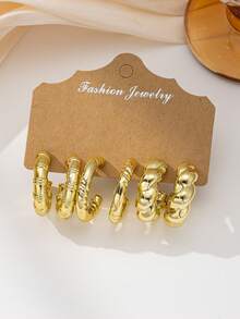 6-18 pièces Ensemble de boucles d'oreilles dorées pour femmes, boucles d'oreilles épaisses hypoallergéniques et clous, convient pour le port quotidien, les festivals, les fêtes, meilleur cadeau 2026 - Doré - Voir 2