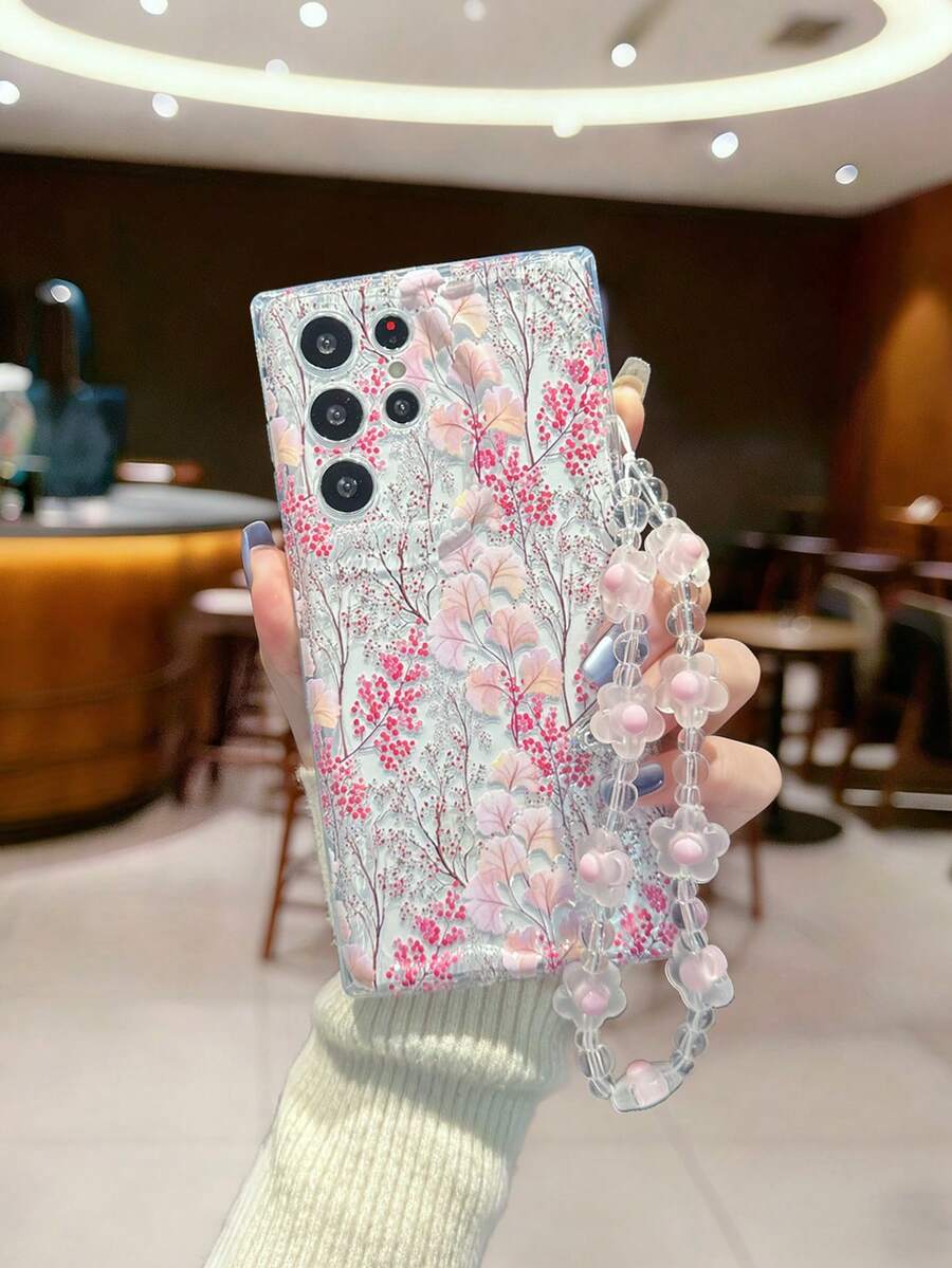 花朵编织波浪边简约优雅TPU花卉彩绘防震手机壳,兼容 17pro/17Air/17/17promax/16/11/16pro/16plus/16promax/16e/15Promax/13/14/12/XS/XR/7G/8P,兼容三星Galaxy手机。 - 彩色 - 查看 1
