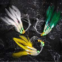 3 Hook/Set Luminous Fish Head Fishing Lure Single Hook Tack Bait Jigs Worm Fishing Sabiki String Hooks - Multicolor - View 4