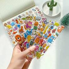 20张3D恐龙泡泡贴纸，可爱卡通奖励贴纸，派对礼品，学校教育礼物 - 彩色 - 查看 8