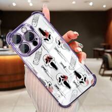 1pc Electroplated Devil/Halloween Skull Shockproof TPU Protective Case Compatible With IPhone 17 Pro Max/Air 16 Pro Max/16 Pro/16/15 Pro/15/13 Pro Max/12 Pro Max/15 Pro Max/14 Pro Max/13/12/11 And Galaxy S25 Ultra/Galaxy S24 Ultra/Galaxy S23/Galaxy S22/Galaxy S21 - 多色4 - 查看 4