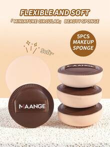 MAANGE Bộ 5/10 miếng bông trang điểm mini, dùng được cả khô và ướt, có thể tái sử dụng, thích hợp dùng tại nhà hoặc ngoài trời, dùng để đánh kem nền, dành cho phụ nữ và bé gái. - Cà phê nâu - Xem 2