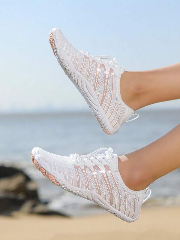 Striped Water Shoes For Women, Outdoor Rubber Non-Slip Fitness Wading Shoes For Beach, Stream, All Seasons