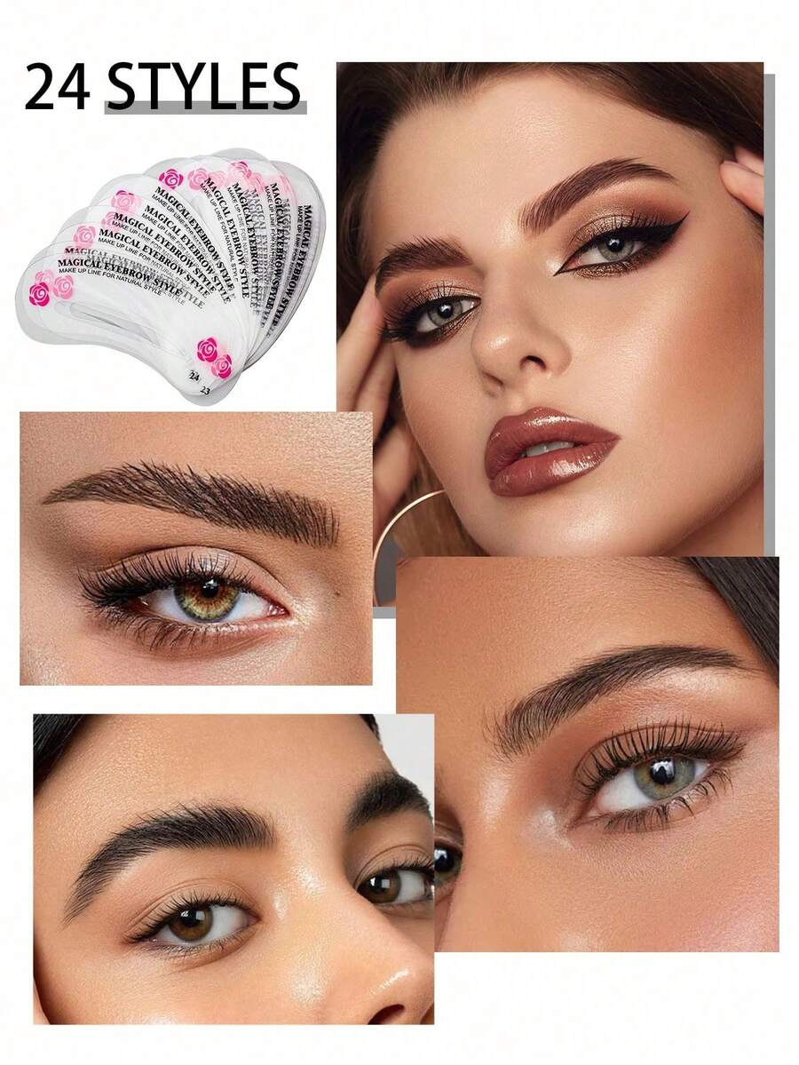 72/24pcs Eyebrow Shaping Template Set, Eyebrow Stencils, Eyebrow Trimming Tools, Eyebrow Shaping Molds Makeup Set, Makeup Styling Set, Eyebrow Makeup Set, Eyebrow Shaping Set, 24 Eyebrow Templates, 3-Minute Quick Makeup Tools, Makeup And Eyebrow Styling Cosmetic Tools, Professional Eyebrow Grooming Set And Makeup Styling Accessories