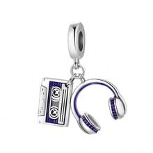 CYMYSS 1pc Retro 925 Silver Purple Ribbon & Headphone Pendant, Gift For Women On Valentine's Day/Birthday - Multicolor - View 8