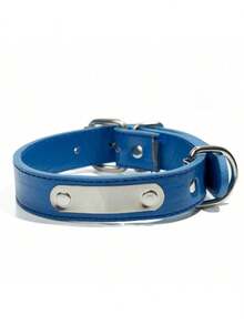 Customized PU Leather Dog Collar, Personalized Pet Collar, Engraved Pet Name/Phone Collar, Suitable For Medium And Small Dogs - Blue - View 16