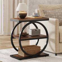 Tribesigns Narrow End Table With 3 Storage Shelves, Industrial Small Sofa Side Table For Living Room, Slim Nightstand For Bedroom - Brown - View 1