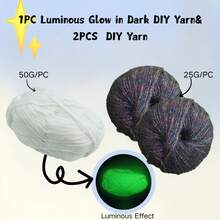 50g/Paquete Hilo que brilla en la oscuridad, Hilo luminoso, Manualidades DIY de Tejido, Ganchillo, Alfombra, Sombrero, Ropa - Multicolor - Ver 49