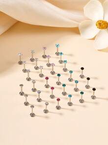 2pcs Funky Titanium Cubic Zirconia Lip Studs Medusa Piercing Jewelry Labret Jewelry Monroe Lip Rings Threadless Lip Rings Studs,Piercing Taper Insertion Pin For Threadless Lip Studs Tragus Nail Conch Cartilage Helix Earring Stud For Women Men For Daily Decoration - Lip Stud - View 1