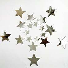 20pcs Star Acrylic Mirror Wall Stickers, 3 Sizes, Self-Adhesive, 3D Stereo Wall Decals, Suitable For Nursery, Kids Room, Home DIY Decor (Silver Stars) - Multicolor - View 4