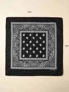 1pc Paisley Print Bandana Vintage Neckerchief For Rap Concert - Black - View 5