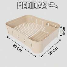 Compact Plastic Dish Drainer, Organizer For Plates, Glasses, And Cutlery - 米色 - 查看 6
