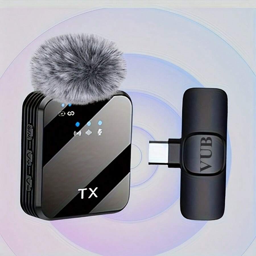 Wireless Lavalier Microphone With Fur Ball Windshield, USB Type-C, Omnidirectional, Smart Noise Cancellation, DSP Chip, Rechargeable Lithium Polymer Battery For Live Streaming, Interviews, Song Recording Compatible With Iphone Android Phone Mobile Phone, Interview Laptops Suitable For Summer Vaction, Travel Holiday, Interviews Video Podcasts Vlogs - one to one - View 1