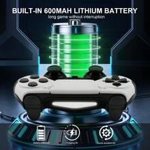 GAMINJA P48 Wireless Controller, Compatible With P4/P4 Slim/P4 Pro/PC, Dual Vibration, Speaker, 6-Axis Gyroscope, Headphone Jack, Touchpad And LED Lights, Black - Black - View 4