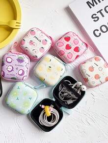 Shockproof Strawberry Element 1pc EVA Material Fruit Print Earphone Storage Bag Suitable For Bluetooth Earphones Cables Mini Chargers Coin Purse Square Storage Box Spring Gift - Multicolor - View 10