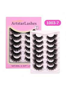 7 Pairs 3D Mink Lashes Cat Eyelashes Fluffy Wispy Volume Lashes Natural Feathery Effect Lightweight Flexible Band Fake Lashes - View 11