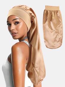 Solid Hair Bonnet Silk Bonnet Satin Bonnet Sleep Bonnet - Black - View 20