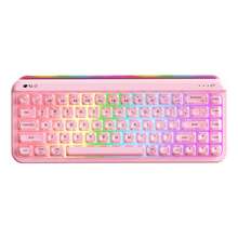 AJAZZ AF68 紧凑型三模式无线键盘，粉色/黑色/白色/三色可选，4000mAh 电池，精美包装，可爱键帽，双色半透明键帽，三模式连接，RGB 背光，侧置背光盒，多巴胺配色方案 - 查看 11