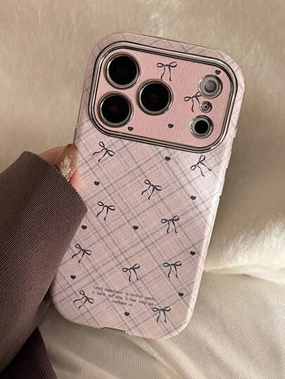 Minimalist Fashion Rhombus Striped Bow Tie Phone Case Suitable For IPhone 17 16 15 14 13 12 11