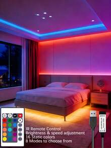 5V USB LED Light Strip, Self-Adhesive TV Backlight, Suitable For Home Wall, Room, Stairs, Corridor And Christmas Decoration - Multicolor - View 2