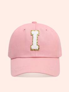 1pc Pink Children's Hat With 26 Letters, Toddler Baseball Cap, Boys & Girls Sun Hat, Suitable For Outdoor Activities And Daily Wear, UV Protection - Gold Label - Pink Fabric Baseball Cap - View 65