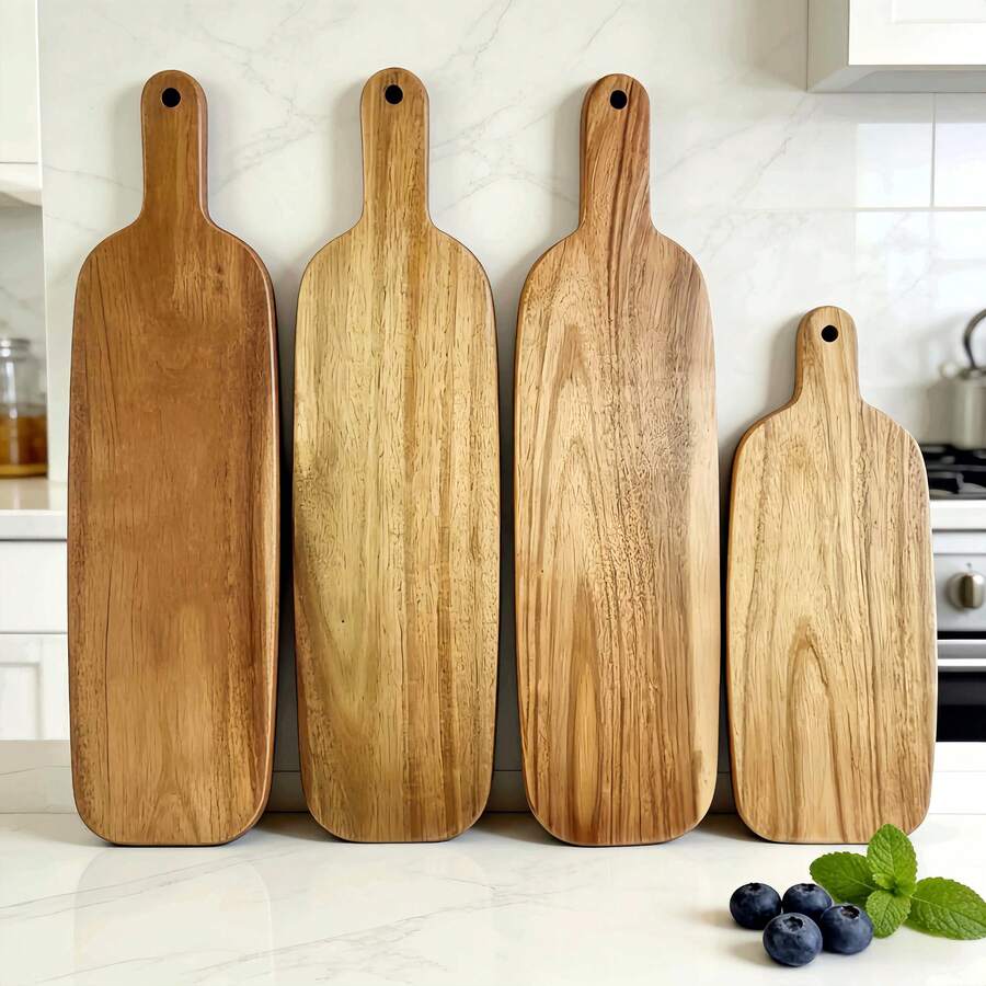 1 pieza Bandeja de madera de acacia, bandeja de cocina de madera con asas, tabla de cortar rectangular creativa, utilizada para carne, verduras, frutas, pan, alimentos - tabla de queso de madera, para entretenimiento en el hogar, decoración rústica del hogar, bandeja de madera maciza, accesorios de cocina, plato para sostener alimentos cocidos para chefs y restaurantes del hogar, plato de cena de madera adecuado para nuevos hogares, Pascua, temporada de regreso a la escuela, regalo de boda