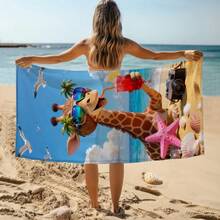 Toalha de praia de verão com estampa de girafa (1 unidade), manta de praia extragrande em microfibra supermacia, toalha de banho altamente absorvente, ideal para viagens, piscina, mergulho, surfe, ioga e camping. Disponível em vários tamanhos. Acessórios de praia. - E - Ver 9