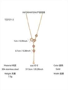 TONSI 1件时尚奢华个性化多巴胺简约精致百搭18K镀金不锈钢彩色锆石星星吊坠项链，适合节日、日常佩戴、工作、派对、聚会等场合，女士珠宝 - 金色 - 查看 8