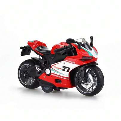 Moto Metal Coleção Acende Farol Com Som Fricção Miniatura 4 cores 16cm