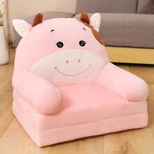 1pc Sofá Plegable de Peluche con Temática de Animales para Niños - Acogedor y Convertible 2-en-1, Espuma de Memoria Suave, Poliéster Fácil de Limpiar, con Asa Ancha - Perfecto para Leer, Relajarse, Perfecto para Decoración de Habitaciones - Rosa - Ver 3