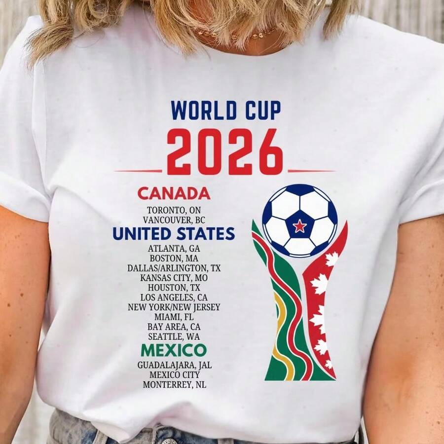 2026 World Cup Shirt, Canada Mexico USA TShirt, Football Fan Wear, National Soccer Tee - 白色 - 查看 1