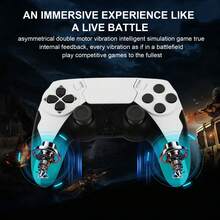GAMINJA P48 Wireless Controller, Compatible With P4/P4 Slim/P4 Pro/PC, Dual Vibration, Speaker, 6-Axis Gyroscope, Headphone Jack, Touchpad And LED Lights, Black - Black - View 8