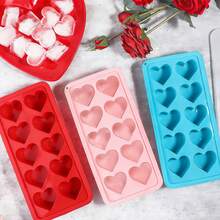 10-Cavity Reusable Silicone Heart-Shaped Ice Cube Tray - For Making Cocktails, Smoothies And Frozen Desserts - Multicolor - View 3