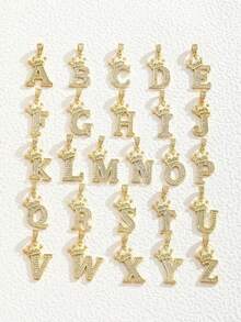 1件简约立方氧化锆心形宝石金色字母DIY项链,可定制简约字母名字项链,不锈钢个性化字母吊坠项链,是送给女友、妈妈、家人、朋友的理想礼物,适合周年纪念、情人节、母亲节、生日、毕业典礼、日常佩戴、婚礼、派对等场合。 - 金色 - 查看 6