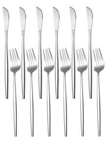 2/4/6/12/24件套不锈钢牛排刀叉套装 - 镜面抛光餐具，可放入洗碗机清洗，适用于牛排、烧烤、日常用餐 - 是居家、餐厅、感恩节、圣诞节、万圣节的理想之选 - 金色 - 查看 10