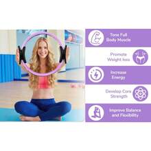 Pilates Ring Set – 14-Inch Anti-Deformation Magic Ring With Soft Handle, Mini Ball, 5 Resistance Bands, User Guide, Home Pilates Equipment - Mauve Purple - View 10