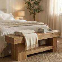 Tribesigns 63" Solid Wood Dining Bench, Farmhouse Kitchen Table Bench With Storage Shelf, Kitchen & Living Room Furniture, Easy To Assemble, Sturdy And Stable, Rustic Brown - 質樸棕色 - 查看 5