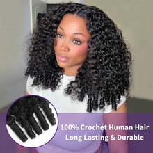 RALISA Raw Burmese Curly Human Hair Crochet 22 Inch 120g Knotless Pre-Separated Crochet 3c4a Water Curly Hair Lightweight Reusable Virgin Hair Extensions For Women Natural Black Color Gifts Christmas Gifts Hair Accerssories Christmas Decrotions - đen - Xem 6